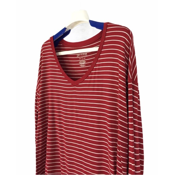 American Eagle AEO Soft & Sexy Shirt Size Small Red Stripe Dolman Sleeves - Picture 2 of 6